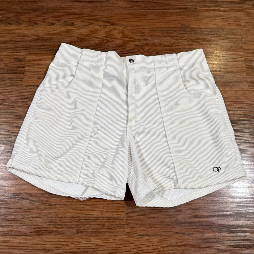 Vintage OP Ocean Pacific Corduroy Shorts Mens 33 White 4" Inseam